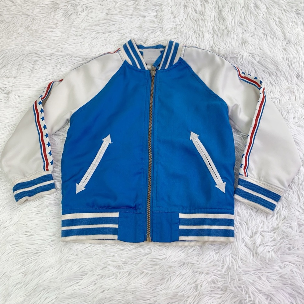Oshkosh boy's Blue and White embroidered‎ bomber Jacket